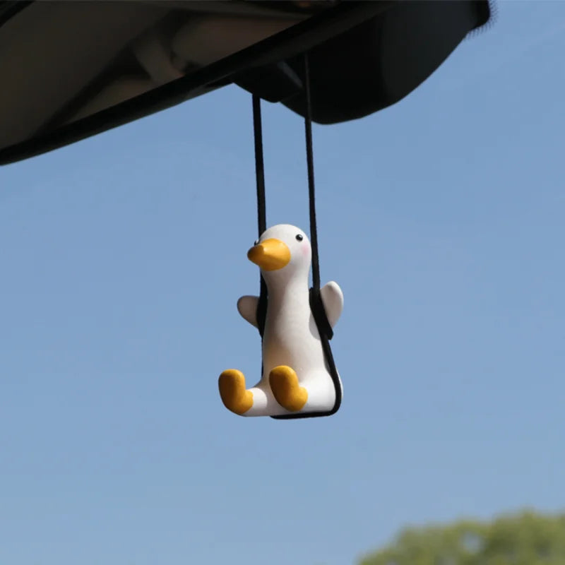 Cute Anime Car Accessory Swing Duck Auto Rearview Mirror Ornaments