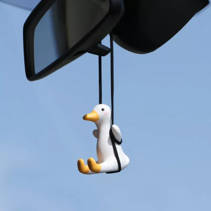 Cute Anime Car Accessory Swing Duck Auto Rearview Mirror Ornaments
