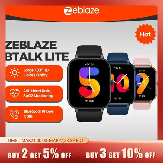 Zeblaze Btalk Lite Voice Calling Smart Watch Health Sport Monitoring Smart Notifications Voice Assistant
