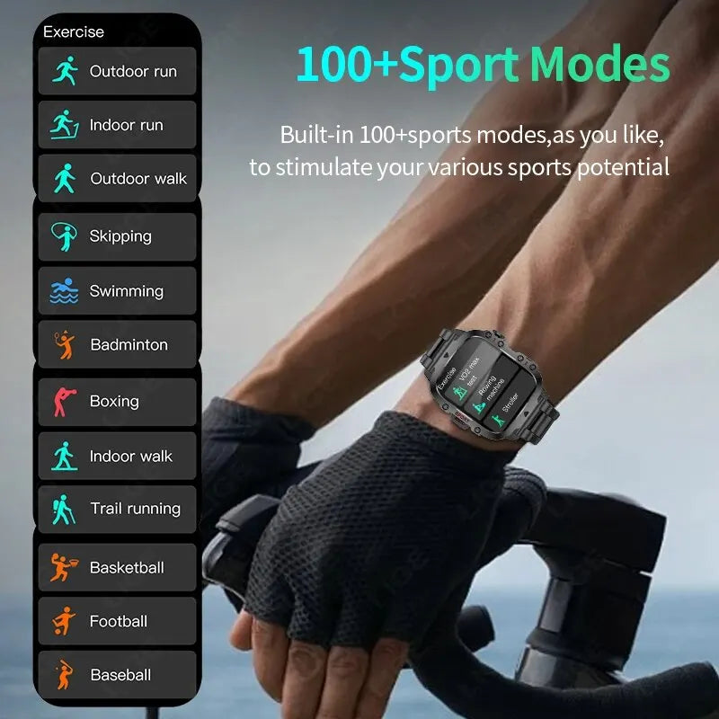 LIGE New Smart Watch 1.96 Inch Screen 420 MAh Bluetooth Call Voice Assistant Waterproof