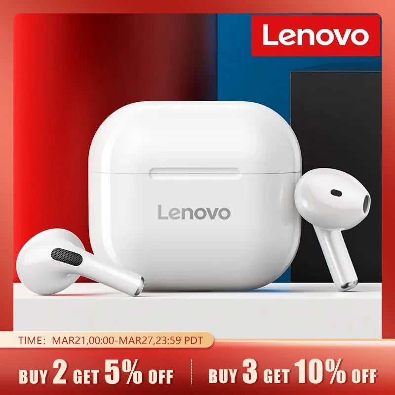 Lenovo Wireless Bluetooth 5.0 Earbuds Bass Touch Control Stereo Noise Reduction