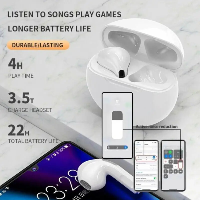 l Air Pro 6 Wireless Bluetooth Earphones Apple iPhone Earbuds