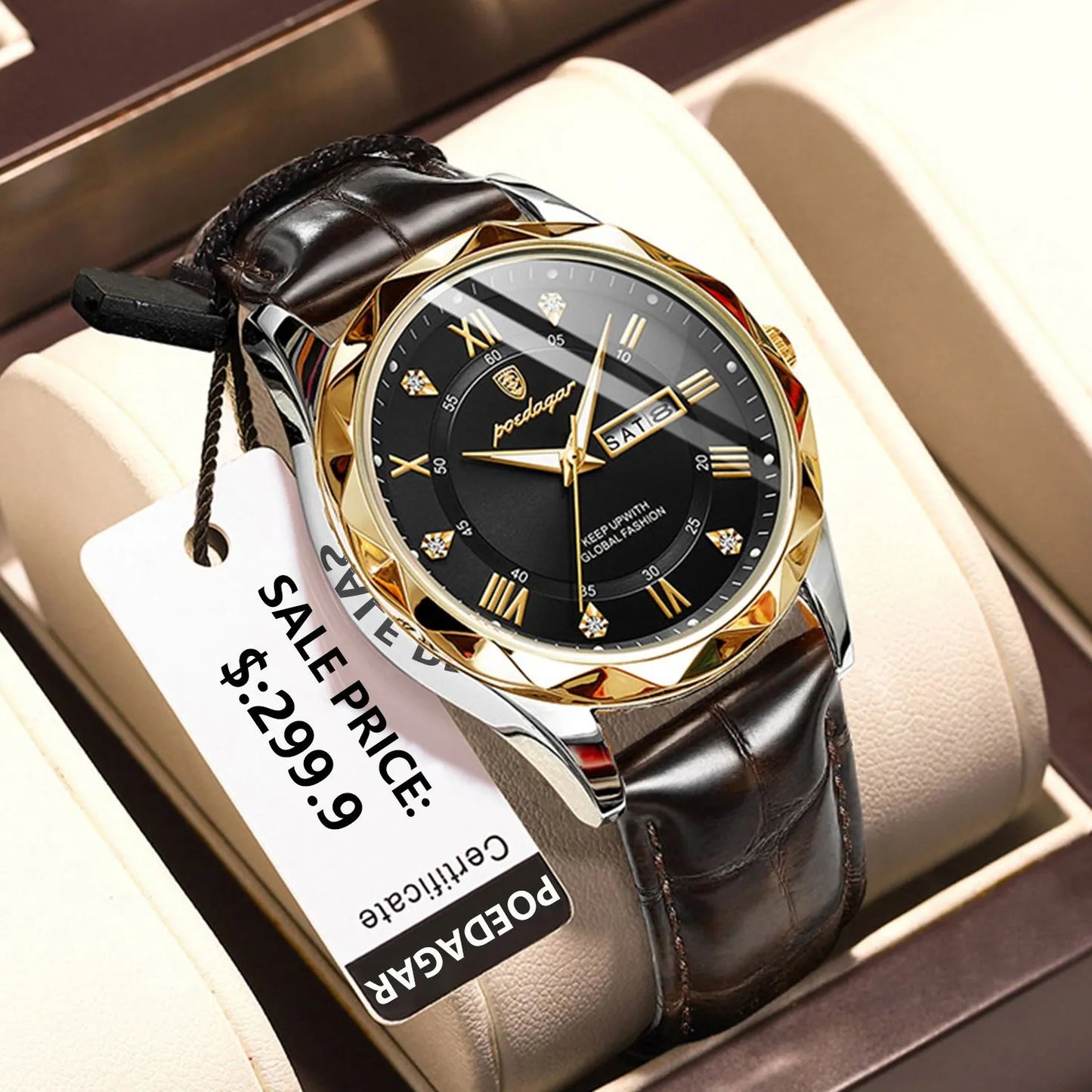 Luxury Business Man Wristwatch Waterproof  Quartz  Leather Men's Watches