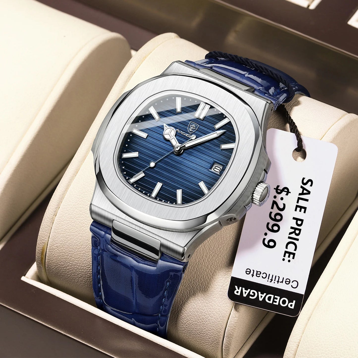 POEDAGAR Luxury Man Wristwatch Waterproof Quartz