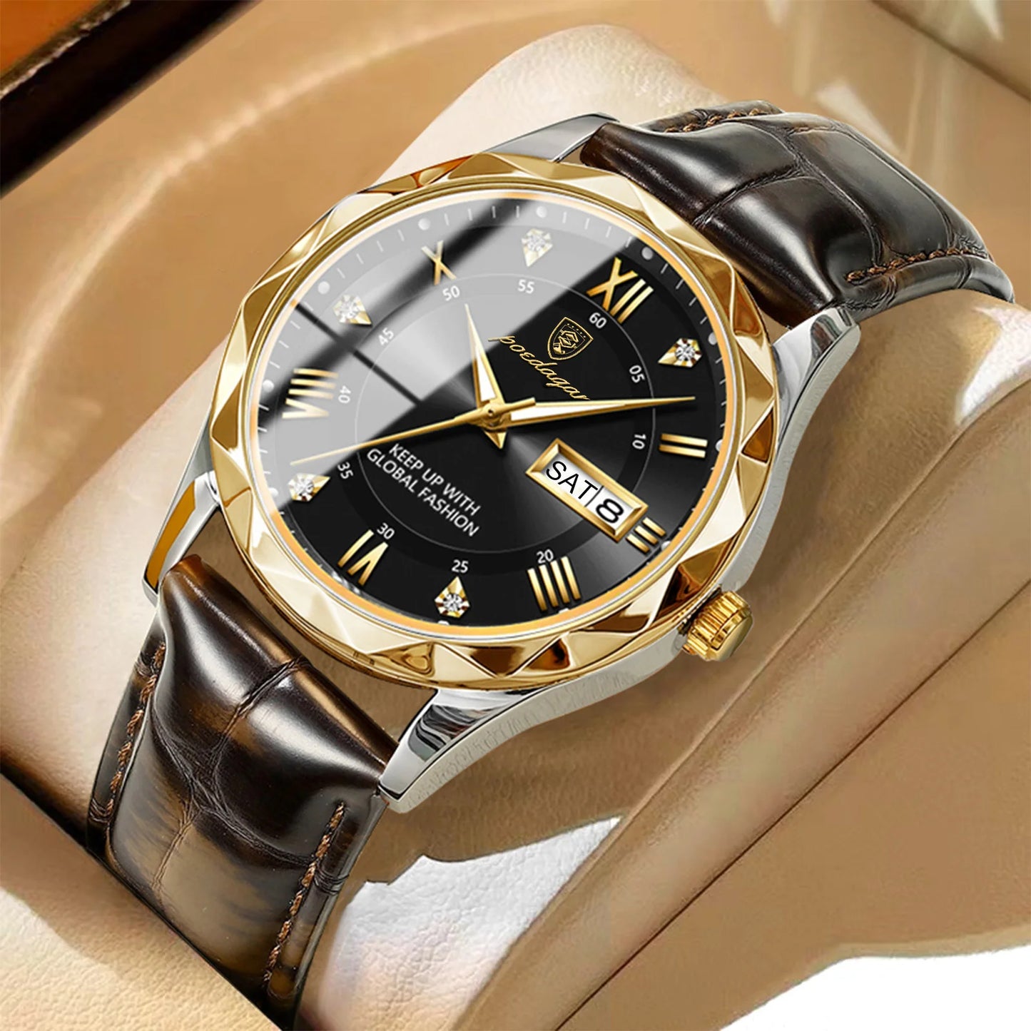 Luxury Business Man Wristwatch Waterproof  Quartz  Leather Men's Watches