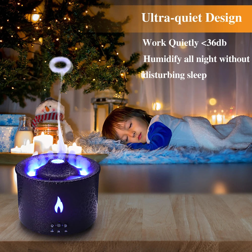 Volcano Fire Flame Air Humidifier Aroma Diffuser Essential Oil with Remote Control Jellyfish