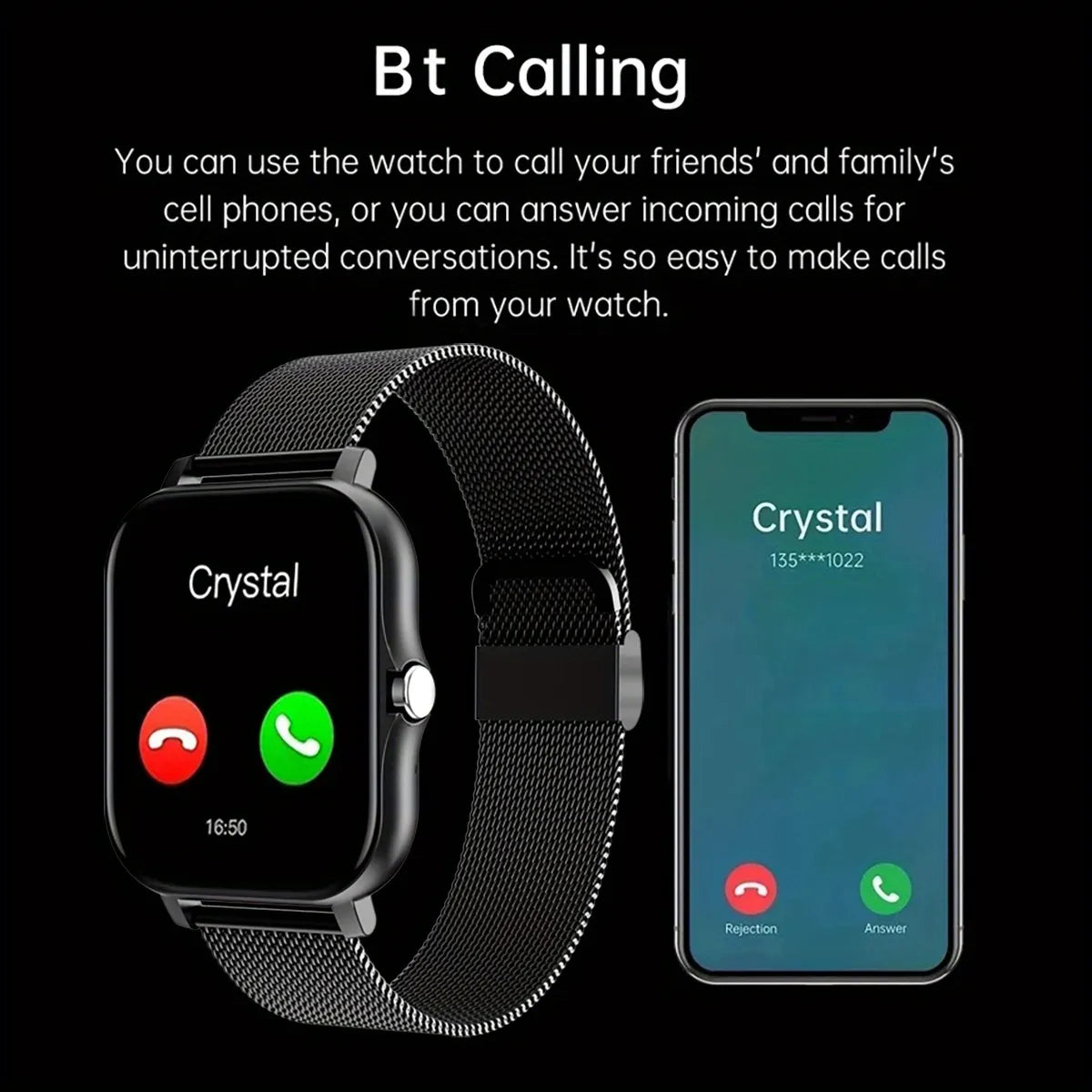 NEW SmartWatch Android Phone 1.44" Color Screen Full Touch Custom Dial