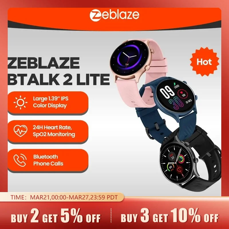 New Zeblaze Btalk 2 Lite Voice Calling Smart Watch
