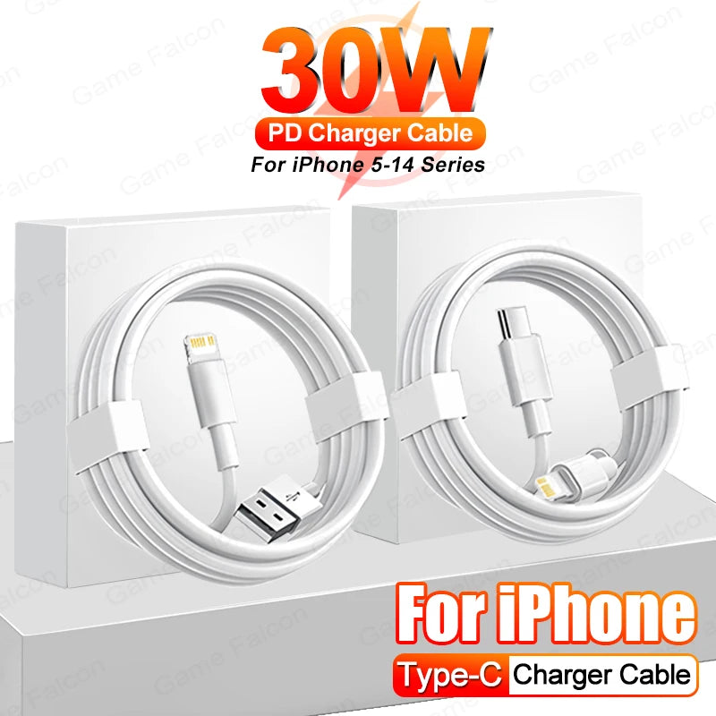 30W 2M Fast Charger For Apple iPhone 14 Pro Max 15 13 12 11 XS XR 8