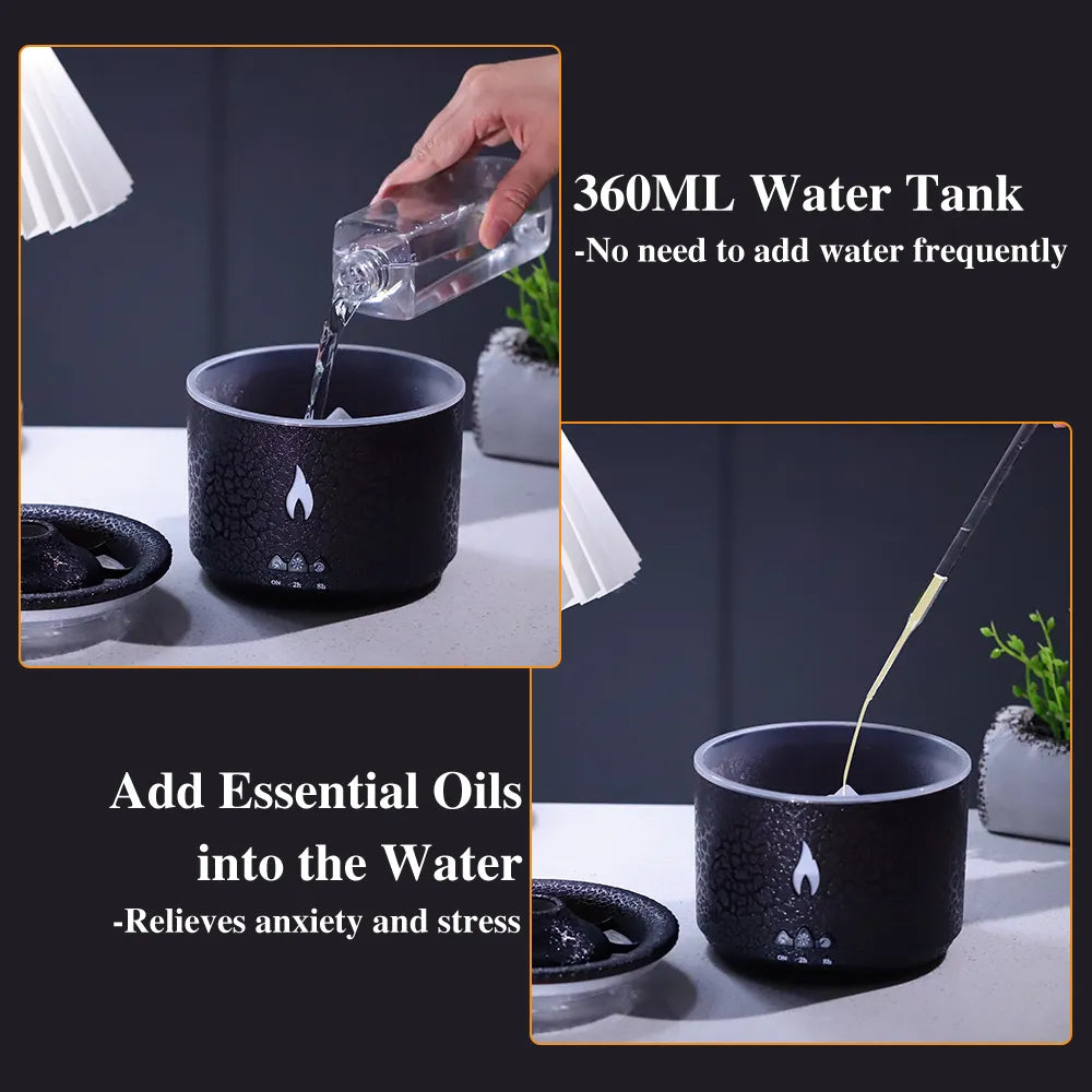 Volcano Fire Flame Air Humidifier Aroma Diffuser Essential Oil with Remote Control Jellyfish