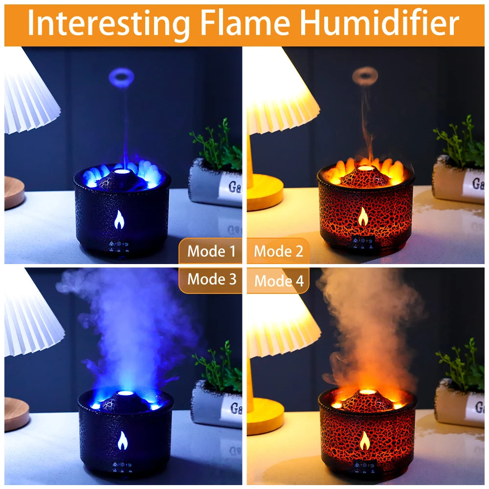 Volcano Fire Flame Air Humidifier Aroma Diffuser Essential Oil with Remote Control Jellyfish