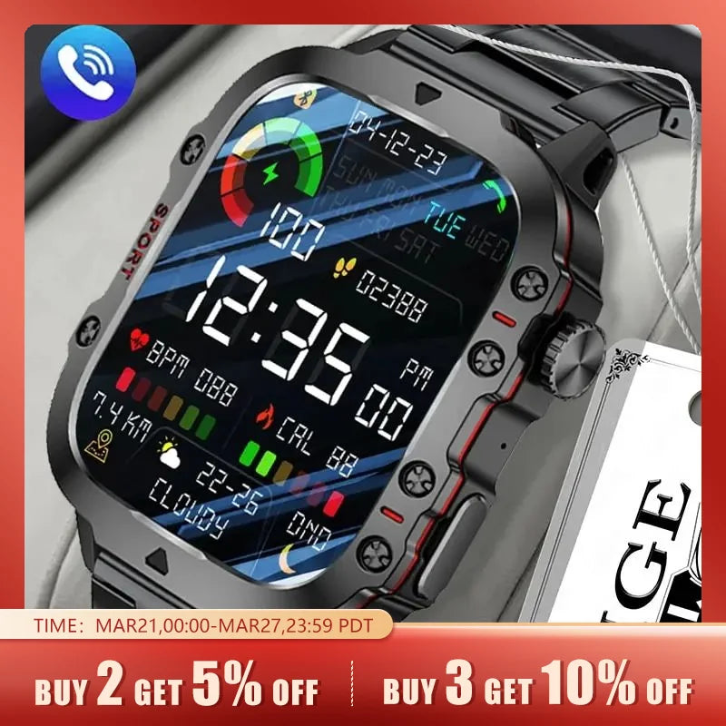 LIGE New Smart Watch 1.96 Inch Screen 420 MAh Bluetooth Call Voice Assistant Waterproof