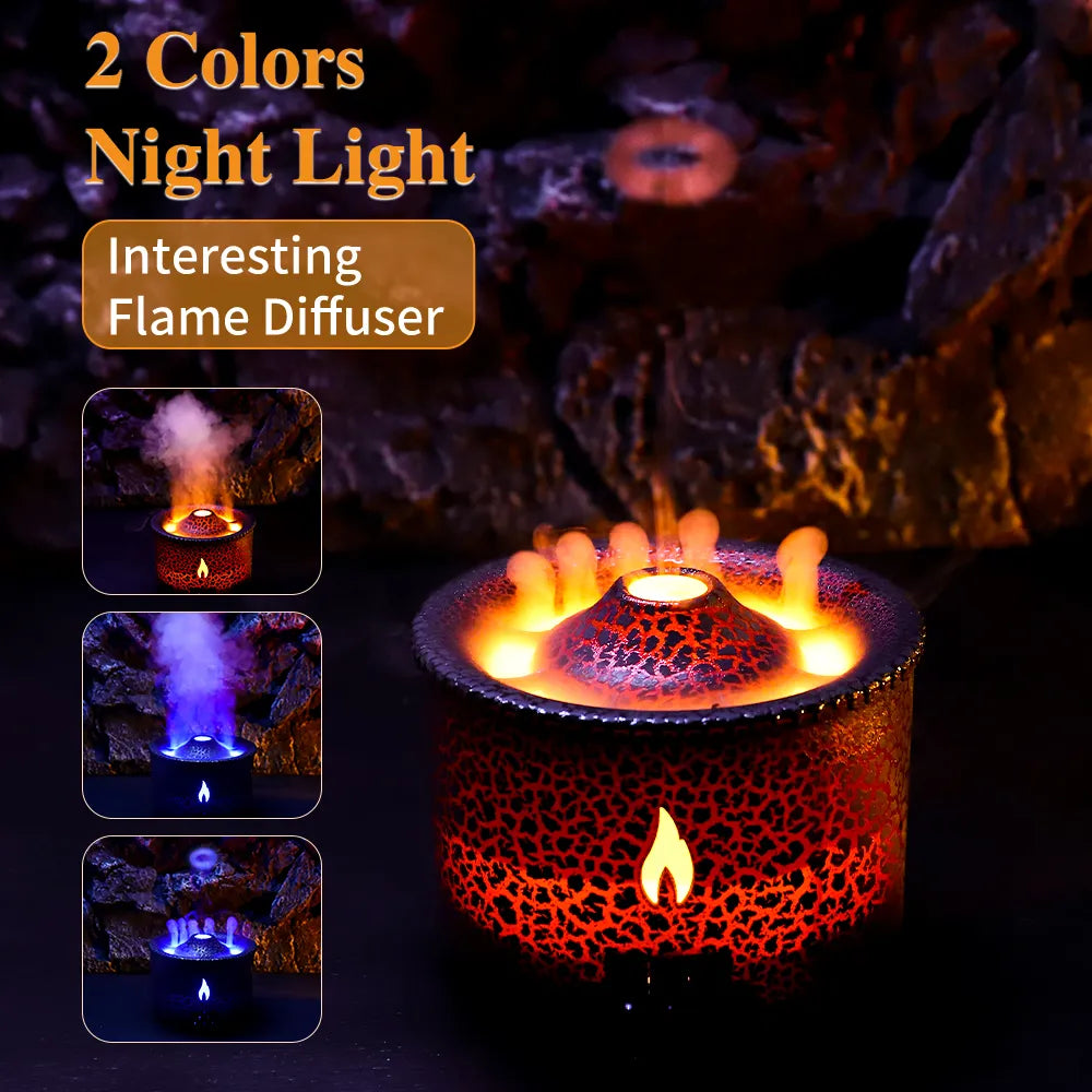 Volcano Fire Flame Air Humidifier Aroma Diffuser Essential Oil with Remote Control Jellyfish
