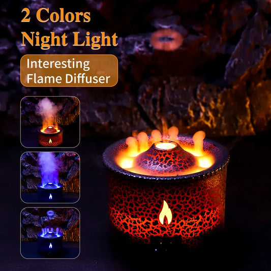Volcano Fire Flame Air Humidifier Aroma Diffuser Essential Oil with Remote Control Jellyfish