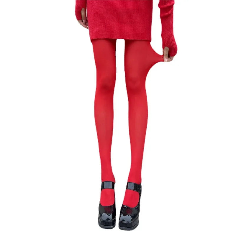 New Red Pantyhose Female Year Red Socks Sexy Anti-hook Silk Velvet Pantyhose