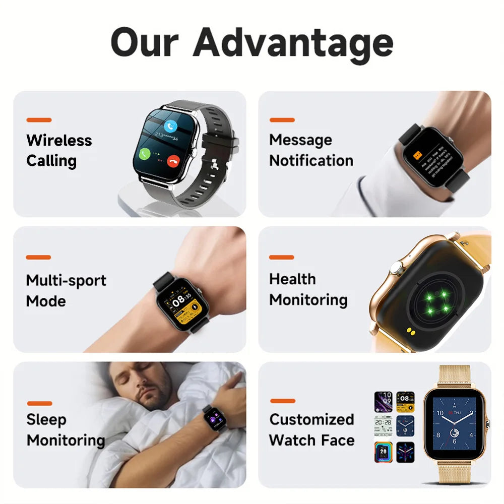 NEW SmartWatch Android Phone 1.44" Color Screen Full Touch Custom Dial